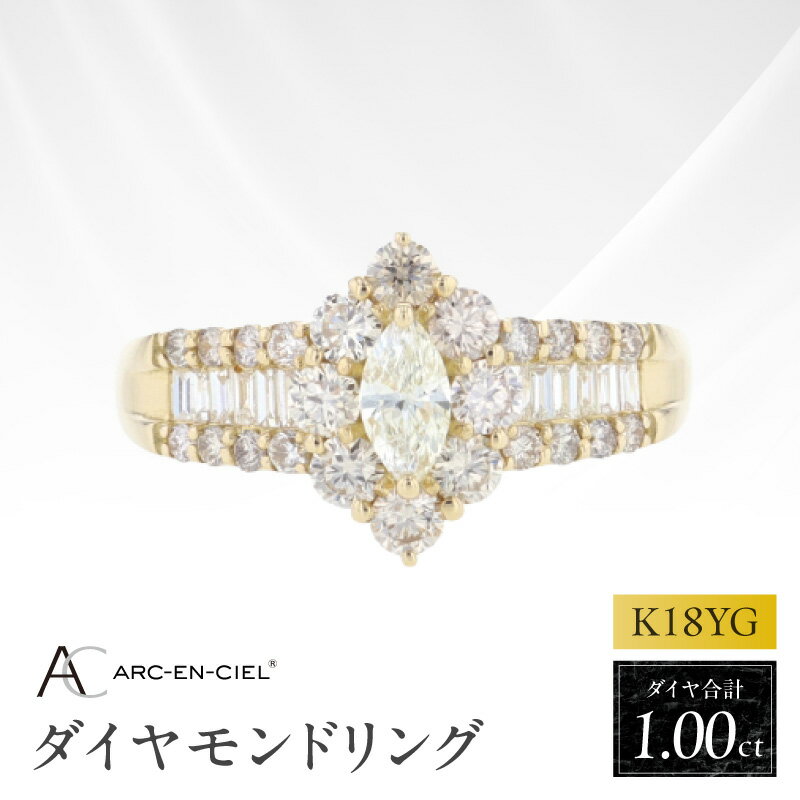【ふるさと納税】アルカンシェル K18ダイヤリング 計1.0ct ダイヤ リング イエローゴールド ダイヤモンドリング 天然ダイヤモンド 輝き 華やか エレガント 魅力 ジュエリー 贈り物 ギフト 大阪府 泉佐野市 送料無料