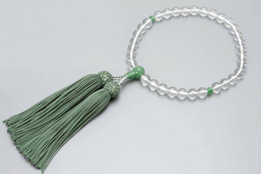 【京念珠】数珠 水晶 アベンチュリン 正絹房〈数珠袋付き〉｜土屋念珠店 女性用 レディース 念珠 略式 3738［ 京都 念珠 珠数 京念珠 仏具 人気 おすすめ お取り寄せ 通販 送料無料 ふるさと納税 ］ 261009_B-FR58