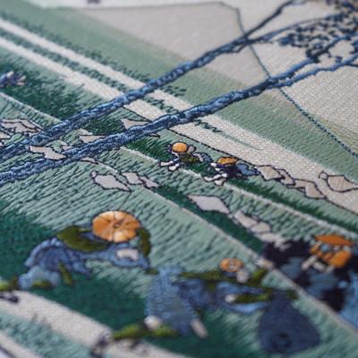 ふるさと納税 富士吉田市 刺繍絵画 富士山 額縁付 「富士の刺繍絵6」 葛飾北斎の駿州江尻 |  | 01
