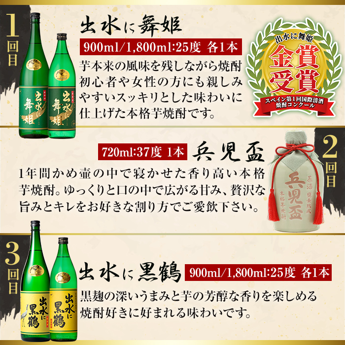 i640 ＜定期便・計12回(連続)＞出水酒造本格芋焼酎セット(全13種・合計18本)【出水酒造 izumi-syuzou】