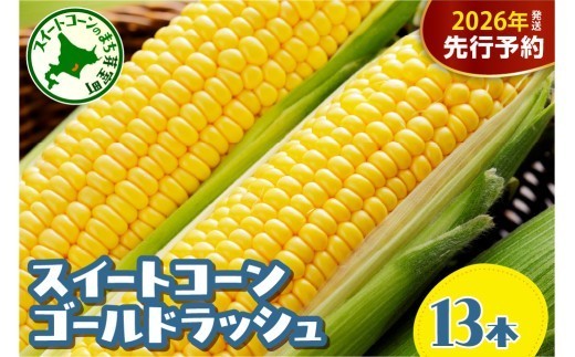 【2026年8月5日頃から発送】北海道十勝芽室町　十勝めむろ産 とうもろこし ゴールドラッシュ 13本 me089-001c／ 人気 朝採り 産地直送 送料無料