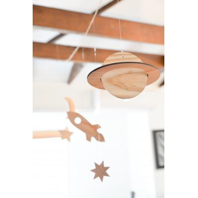 ふるさと納税 東金市 宇宙オーナメント 土星とロケット 星2つと三日月付き