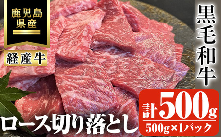 鹿児島県産黒毛和牛(経産牛)ロース不揃い大満足切り落とし焼肉 計500g(500g×1パック) 黒毛和牛 牛肉 切り落とし【ビーフ倉薗】A525