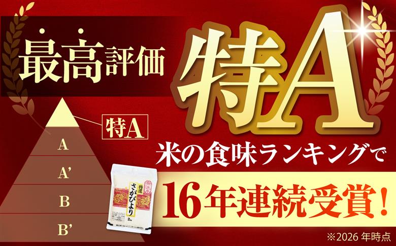 【全6回定期便】 さがびより 無洗米 2kg×2袋（真空パック）【五つ星お米マイスター厳選】特A米 特A評価 [HBL132]