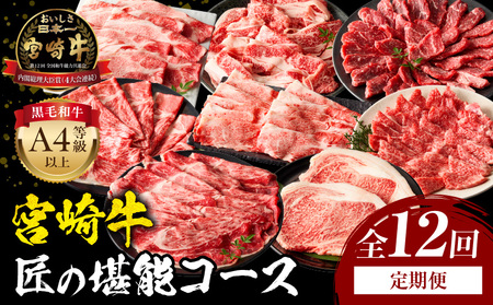 【定期便全12回】宮崎牛 匠の堪能コース 牛肉 焼肉 ステーキ