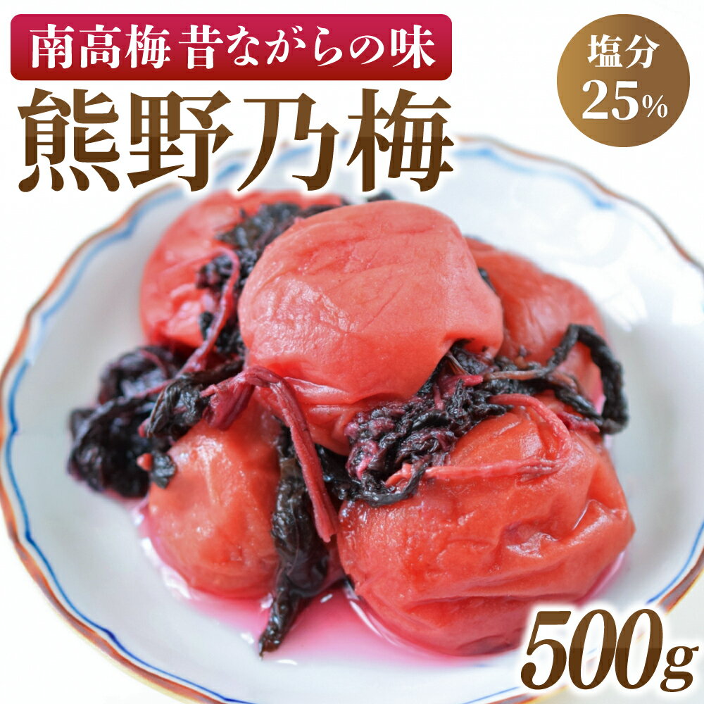 【ふるさと納税】 梅干し 南高梅 熊野乃梅 昔ながらの梅 500g×1P 塩分25％ 梅干 うめぼし 梅 うめ ウメ ご飯のお供 おにぎり お弁当 人気 高評価 おすすめ 国産 お取り寄せ 数量限定 三重県 熊野市 送料無料