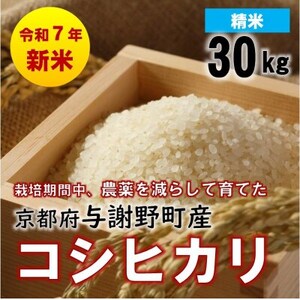 令和7年産新米　京都丹後産コシヒカリ　精米30kg　栽培期間中、農薬を減らして育てたお米　農家直送【1682132】