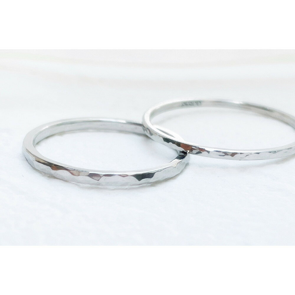 【ふるさと納税】【プラチナ ペアリング】丸つち目 細＆厚リング（ハンドメイド）- ギフト包装付き - | アクセ ファッション 人気 おすすめ 送料無料