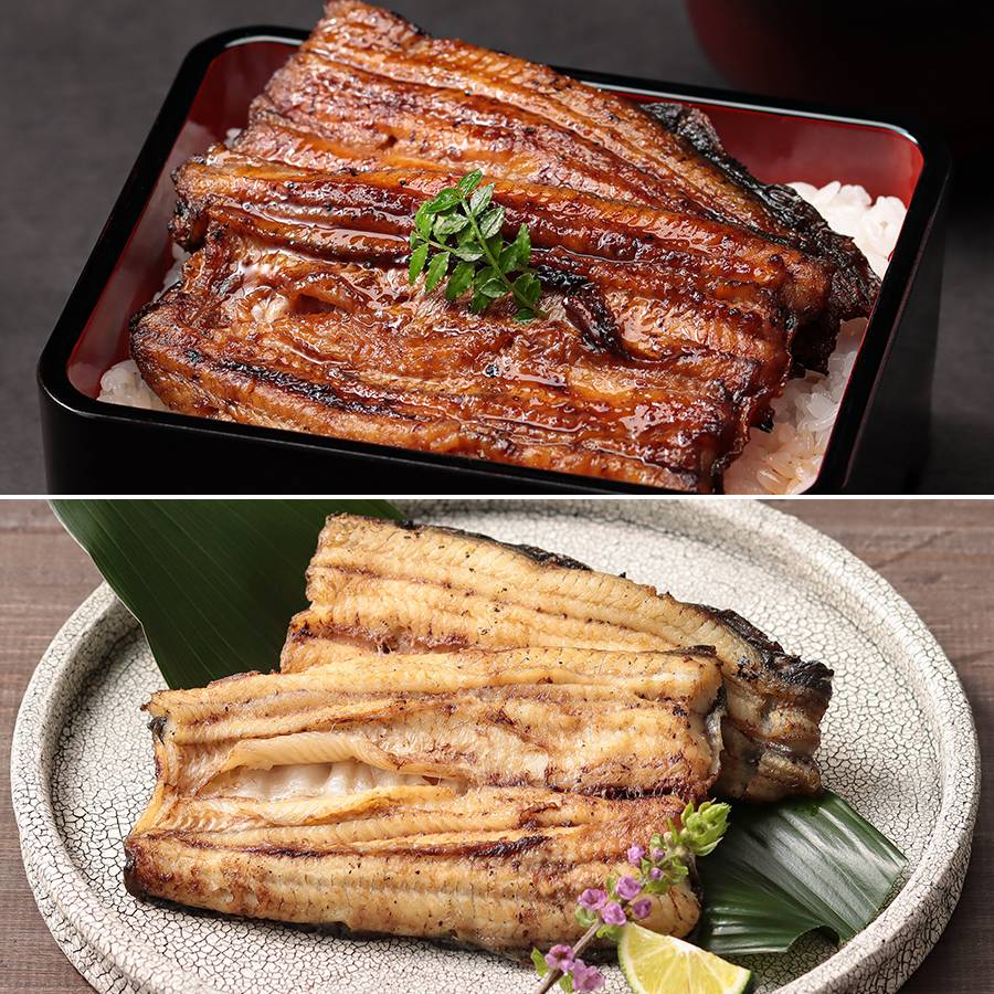 ＜増田家＞かば焼き・白焼きセット　特上各２人前　備長木炭使用　１箱（うなぎ：180g×4　たれ瓶・山椒付き）