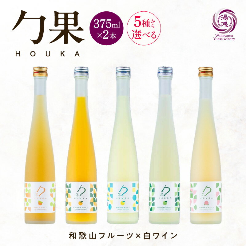 【ふるさと納税】【限定】 ワイン カクテル ほうか 375ml × 2本 選べる 種類 5種 和歌山 フルーツワイン 白ワイン 紀州うめ 有田みかん 和歌山ゆず 和歌山じゃばら 和歌山もも 甘み 香り高い 深いコク 食中酒 日本産 アルコール お取り寄せ 和歌山県 湯浅町 送料無料