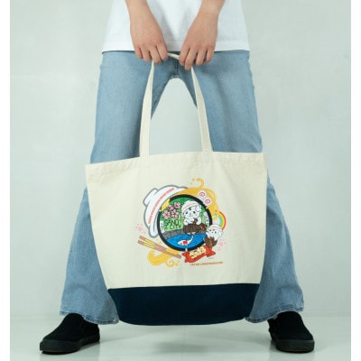 佐野市 マンホールトートバッグ(さのまる) Lサイズ ナチュラル/ネイビー