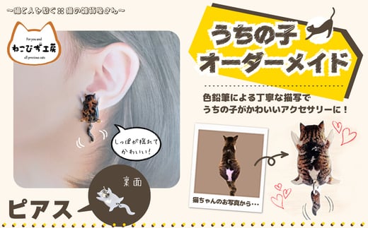 うちの子オーダーメイド　ピアス45P7310 / 東北 秋田 大館 猫 ネコ ねこ 猫グッズ ネコグッズ ねこグッズ アクセサリー 雑貨 プレゼント オーダーメイド オーダー オリジナル 1点もの ピアス