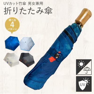 ふるさと納税 小牧市 UVカット竹傘　折りたたみ傘　金魚　紫外線99.9%カット　晴雨兼用[089D01-02]