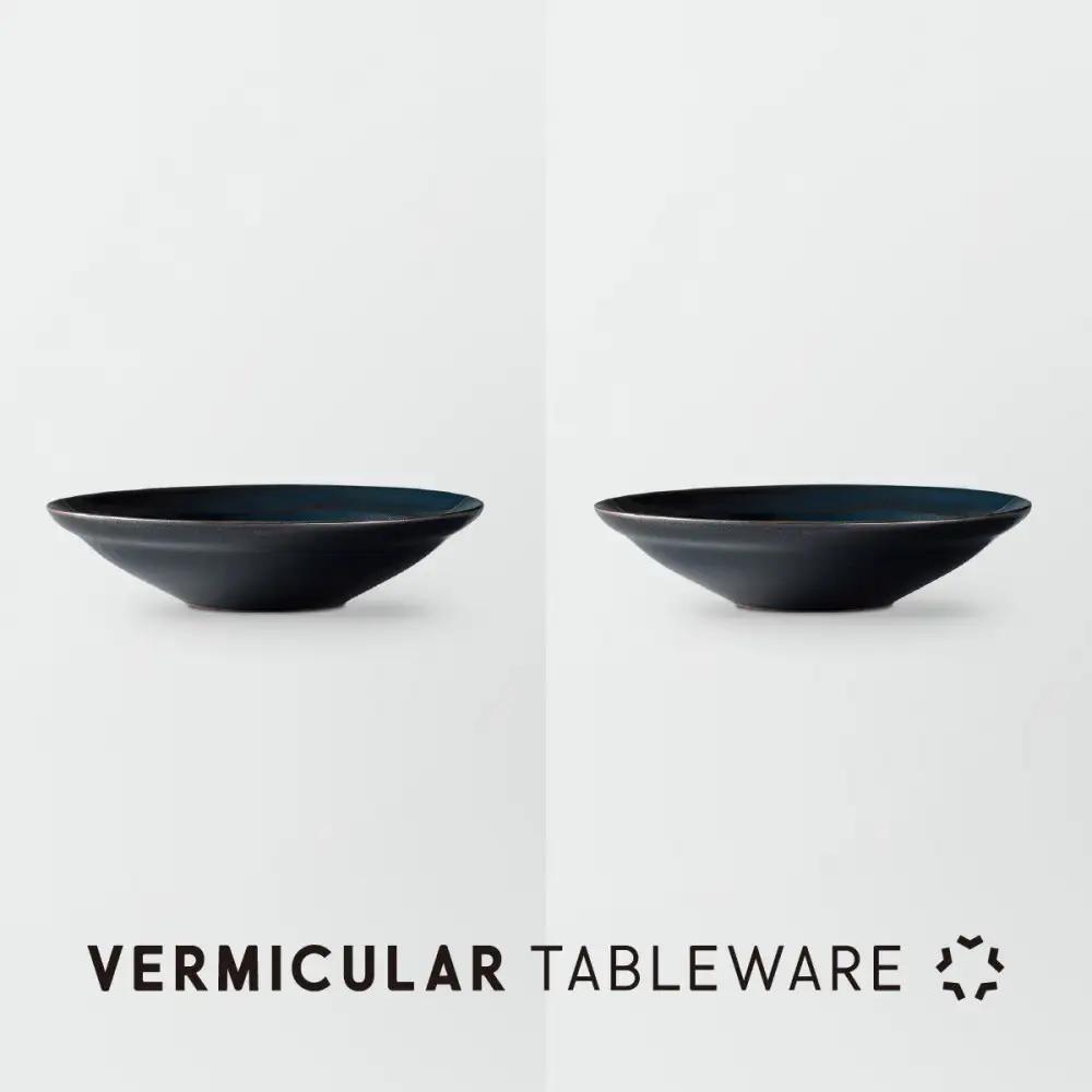 Tableware Shallow Bowl Rimペアセット18cm 藍墨