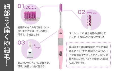 歯ブラシ 歯科衛生士 共同開発 歯周病予防セット KISS YOU 極細スリムスパイラル 本体 替え