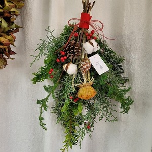 Xmas 自分で作る スワッグ 【赤】新潟 阿賀 たけむら生花店  キット｜季節 おまかせ インテリアグリーン ドライフラワー 花 贈り物 花束 ギフト 送料無料 プリザ クリスマス プレゼント 壁掛け おしゃれ ナチュラル 自作 期間限定 ※2025年11月中旬頃より順次発送