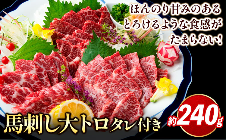 鮮馬刺し大トロ 約240g タレ付き 馬肉 冷凍 《60日以内に出荷予定(土日祝除く)》 新鮮 さばきたて 生食用 肉 熊本県球磨郡山江村 馬刺し 馬肉 希少部位