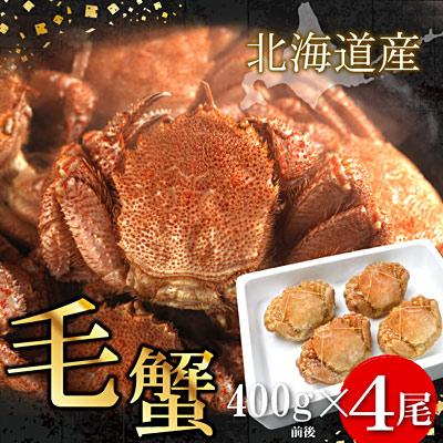 ふるさと納税 根室市 ＜12/21まで年内配送＞ボイル毛蟹400g前後×4尾セット D-07006