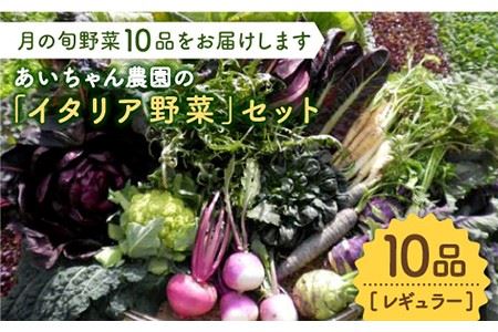 【10品】農薬に頼らない！カラダにやさしい「イタリア野菜」セット（レギュラー） 吉野ヶ里町/あいちゃん農園 野菜 やさい サラダ キャベツ ブロッコリー かぶ きゅうり ナス 詰め合わせ 九州 佐賀県産 旬の野菜 有機農法 有機肥料 ギフト [FAA017]