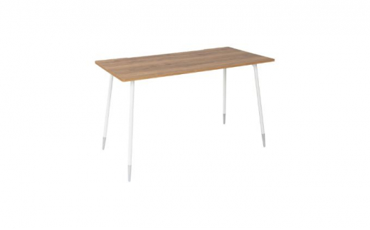 【＆FREL】ワークテーブル 天板（ミディアムオーク）脚/フレーム（ホワイト）幅90　奥行45　高さ72【メタリックピンク】[№5840-7598]　※離島への配送不可