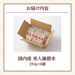 国内産 美人雑穀米 250g×6個 計1500g_雑穀米 国内産 250g × 6個 1回 美人雑穀米 雑穀 12種 ブレンド 混ぜて炊くだけ 冷めても美味しい 胚芽押麦 もち玄米 発芽 玄米 もち黒