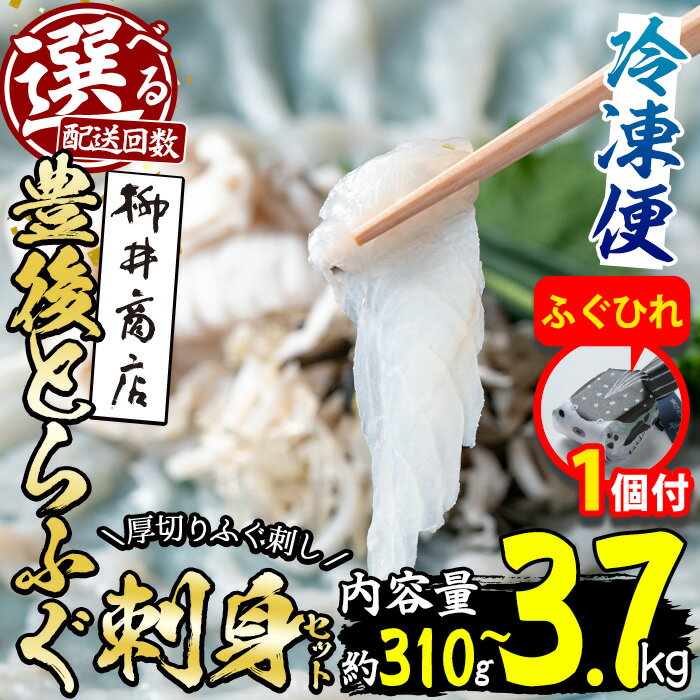 【ふるさと納税】【期間限定・ふぐひれ付】豊後 とらふぐ 刺身 セット (総量310g-3.7kg：1回・6回・12回) 内容量・お届け回数が選べる！ 定期便 とらふぐ ふぐ フグ ふぐ刺し フグ刺し ふぐ刺身 刺身 鮮魚 冷凍 養殖 国産 【AB101-G・AB199-G・AB200-G】【柳井商店】