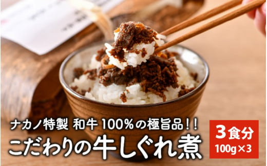 
【先行予約】福井県産和牛しぐれ煮 （100g × 3パック） ナカノ特製100％和牛の極旨品！！【2024年3月下旬以降順次発送】 [A-2002]
