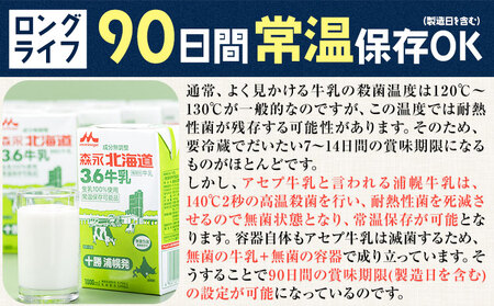 【定期便3回】 森永北海道3.6牛乳 牛乳 大容量 1000ml×12本入り 