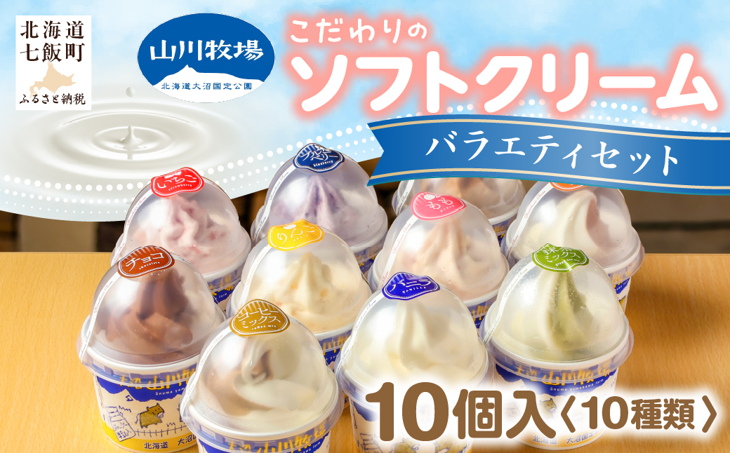 山川牧場こだわりのソフトクリームバラエティセット10個入（10種類） NAN008