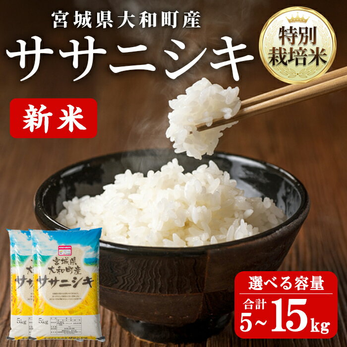 【ふるさと納税】【令和7年産 新米】 特別栽培米 ササニシキ 5kg〜15kg 選べる容量 お米 おこめ 米 コメ 白米 ご飯 ごはん おにぎり お弁当 5kg 10kg 15kg 【農事組合法人若木の里】ta533・ta534・ta535