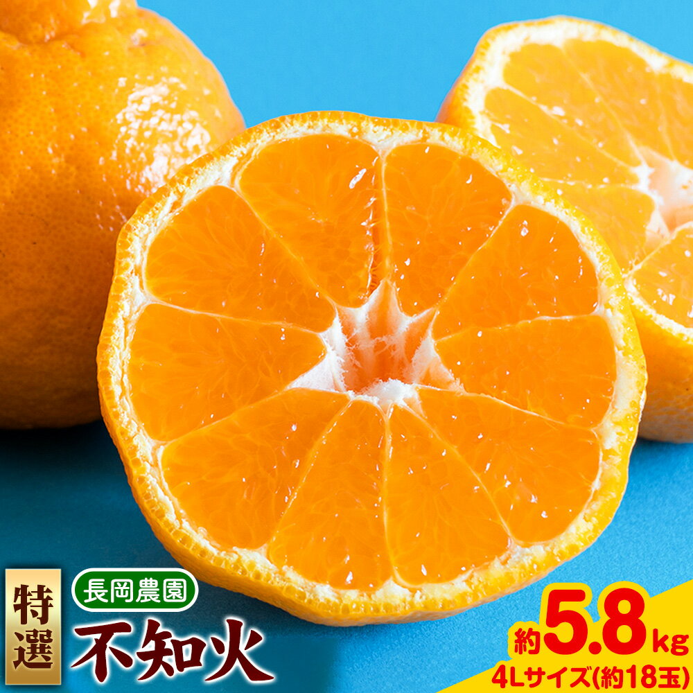 【ふるさと納税】＜先行予約＞特選 不知火 ( デコポン )と同品種 約5.8kg（4Lサイズ18玉） 長岡農園《2026年2月中旬-4月上旬頃出荷》和歌山県 日高川町 果物 フルーツ 柑橘 不知火 しらぬい デコポン と同品種 約5.8kg 送料無料