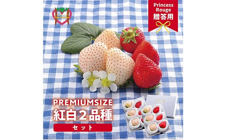 
            いちご　 しあわせ届けるいちご農園HappyComeComeの紅白いちご2品種食べ比べセット 400g以上《12月中旬-3月下旬頃出荷》
          
