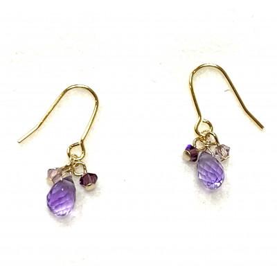 ふるさと納税 小山市 天然石アメジストとスワロフスキーのピアス