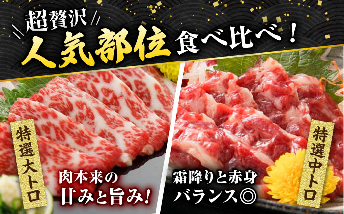 【3回定期便】【数量限定】特選霜降り馬刺し 大トロ中トロ2種食べ比べセット　計600ｇ（各300g）【山鹿食品企画】 [ZBO060]