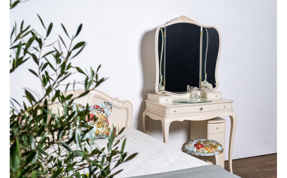 【アンティーク×パナレアオリーブ】松永工房 Continue ドレッサー ルーシィー オフィシャル限定品 クラシック エレガント インテリア アンティーク調家具 木製 鏡台 ミラー ねこ脚 ヘアメイク
