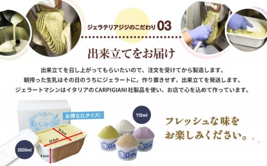 ジェラテリアGigiのイタリアンジェラート『生乳』2000ml