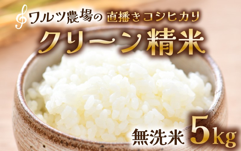 
                  【先行予約】【令和8年産 新米】ワルツ農場の直播き コシヒカリ クリーン精米（無洗米） 5kg / お米 ご飯 白米 発送直前 精米 つや 艶 甘味 旨み あわら市産 福井県産 慣行栽培 コメ 北陸 福井県 あわら市 ※2026年10月下旬以降順次発送予定 [aw046-a007]
                