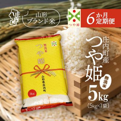 ふるさと納税 庄内町 【6か月定期便】庄内米 つや姫 無洗米 5kg<5月下旬発送>ブランド米 米 お米の定期便