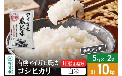 【白米】令和7年産 新米受付 有機アイガモ農法コシヒカリ 10kg（5kg×2袋） 金井農園