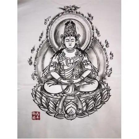 手描きTシャツ 仏画 大日如来 白 (半袖 XLサイズ)【1615077】