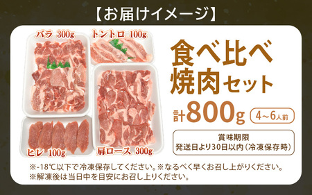 【ブランド豚】ふくいポーク 焼肉セット 4種食べ比べ 計800g（希少部位 トントロ・ロース・バラ・ヒレ20gカット）【肉 国産 豚肉】 [e03-a055]