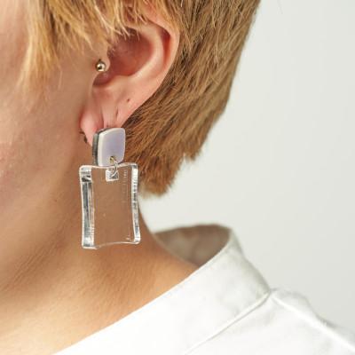 ふるさと納税 燕市 アクリルシカクモチーフピアス　Aurora×clear |  | 01