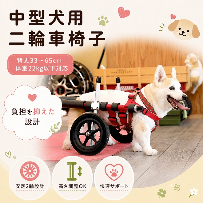 
中型犬用二輪車椅子（背丈33～65cm　体重22キロ以下）【！寄附前に事業者へ相談必要！】
