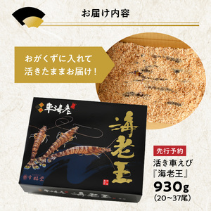 S005-008_【鮮度抜群】《美味しさの極み》天草産・幸福堂の活き車えび『海老王』（930g）〈先行予約〉 / 車エビ 車海老 エビ えび