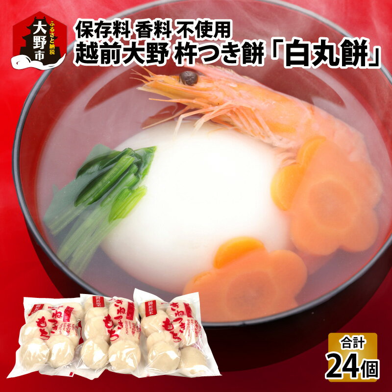 【ふるさと納税】【先行予約】杵つきもち「白丸餅」計24個～大野のお米と名水でつきあげた手造りのお餅～【※12月15日までの入金確認分は年内配送】保存料 香料 不使用 [A-035001]| 餅 ギフト のし 国産 もち 冷凍保存可 減農薬 餅米 送料無料