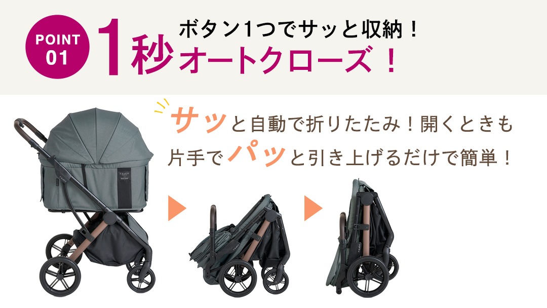 ＼選べるカラー／【コムペット】フィカゴー アジャイル 2（ ソフトグレー / ヴィンテージグリーン / ブリッジボンド ） 中型犬向け ドッグカート combi コンビ ペットカート FikaGO 1秒自動収納 コンパクト収納 自動収納ペットカート 犬用カート 犬用バギー ペットキャリー 4輪ペットカート折り畳み可能 折り畳み式 小型犬 中型犬 多頭 耐荷重30kg