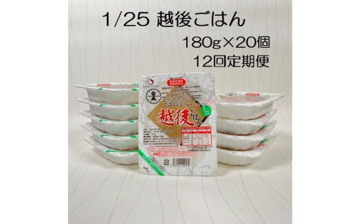 【低たんぱく質食品】【12か月定期便】 1/25 越後ごはん 180g×20個×12回 たんぱく質調整食品 バイオテックジャパン 越後シリーズ 1V55240