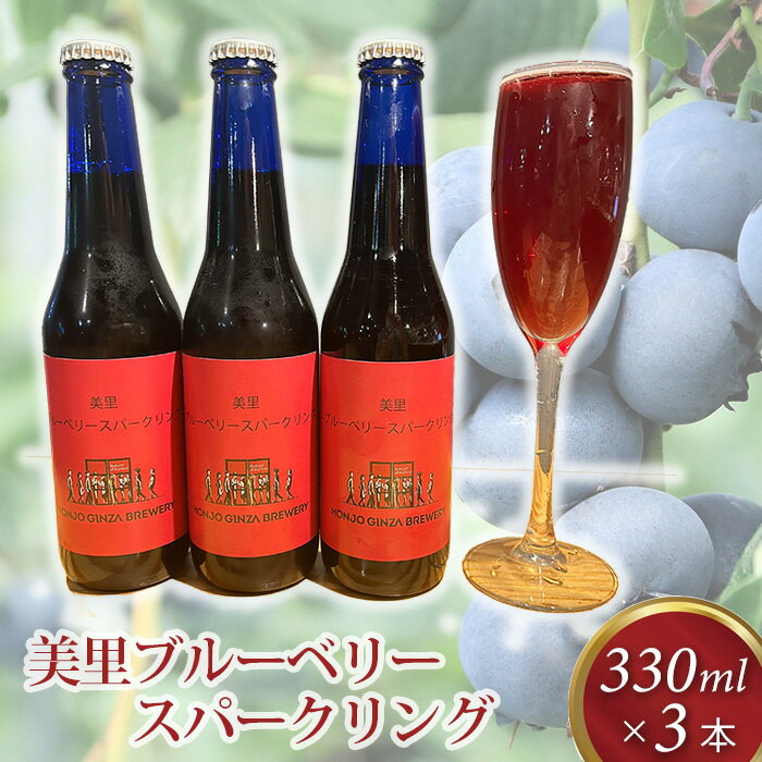 【ふるさと納税】 美里ブルーベリースパークリング 330ml 瓶【3本セット】 ／ お酒 発泡酒 酸味 微炭酸 送料無料 埼玉県 No.204