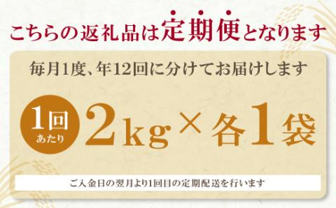 研ぐお米 福岡県産米3品種セット6kg 定期便(毎月・年12回)