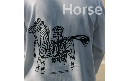 【2026年12月以降順次発送】長袖Tシャツ 平丸スゲ細工 「Horse 1958」ブラック Mサイズ